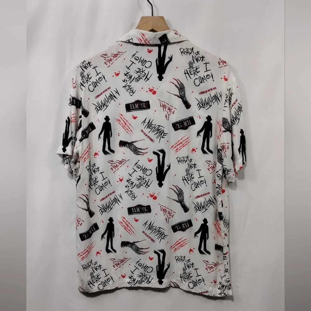 A Nightmare On Elm Street Graphic Horror Button Shirt Mens M White Halloween - Picture 6 of 8